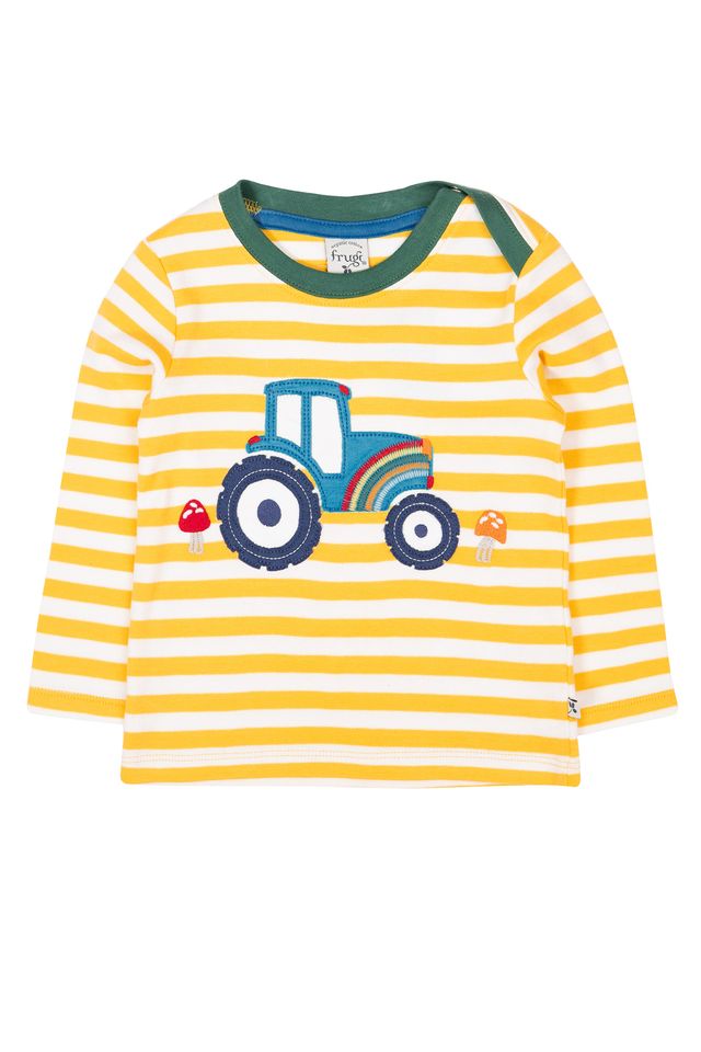 FRUGI ORION APPLIQUE TOP BUMBLEBEE STRIPE/TRACTOR