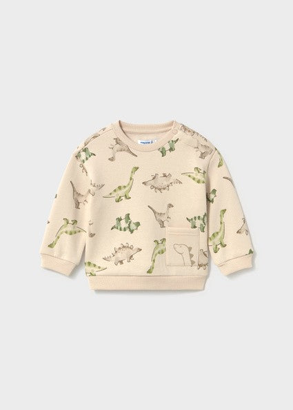 Mayoral Dino Print Sweatshirt in Cream