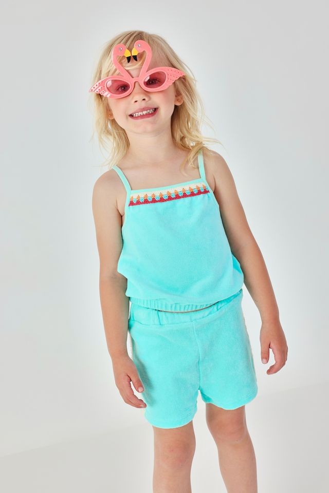 Boboli Beach Days turquoise short set for girl