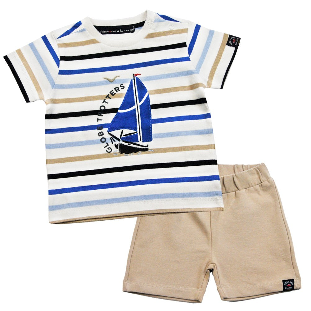 Weekend a la mer Baby Boy ODYSSEE short set