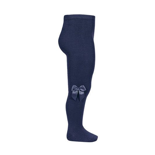 Condor Cotton tights with side grosgrain bow  - 480                                Navy Blue