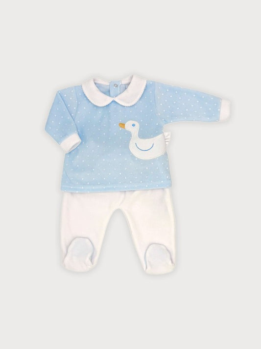 Sardon 2 Pc Velour Trouser & Top Set in Blue