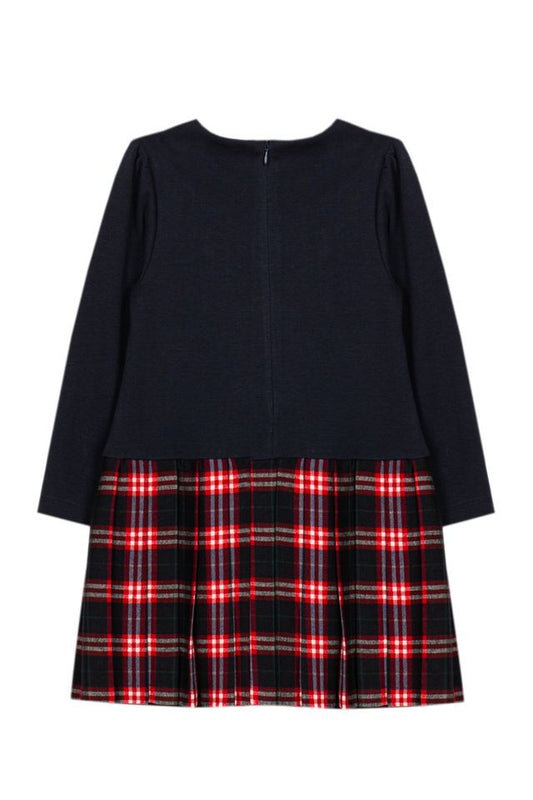 PATACHOU Navy & Balmoral tartan Dress With Bow Detailing