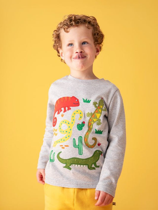 FRUGI TERRIFIC APPLIQUE TOP GREY