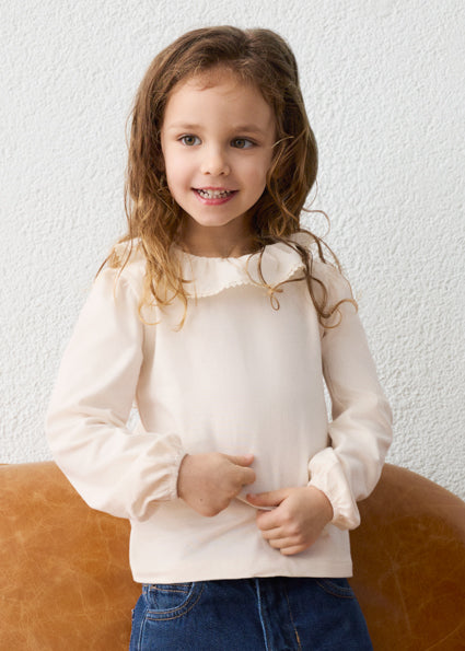 Mayoral Ruffle Collared Cream Blouse