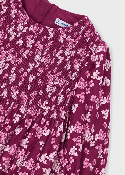 Mayoral Printed Velvet Dress Raspberry