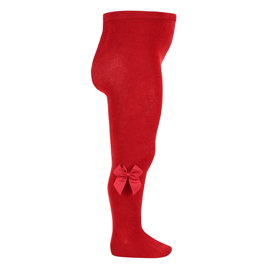 Condor Cotton tights with side grosgrain bow - 578                                Red Velvet