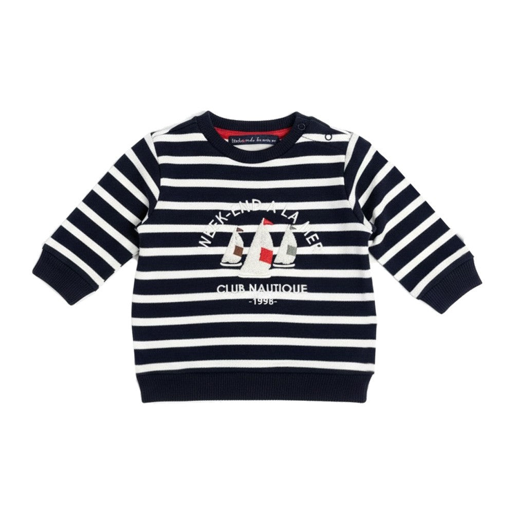 WEEKEND A LA MER SAILBOAT DESIGN SWEATSHIRT IN  NAVY/CREAM
