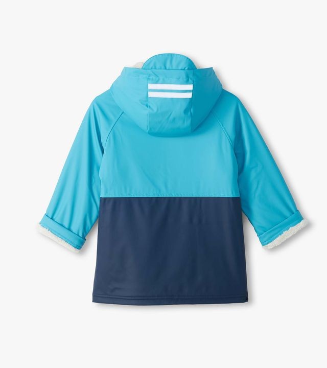 Hatley Blue Colourblock Sherpa Lined Rain Jacket