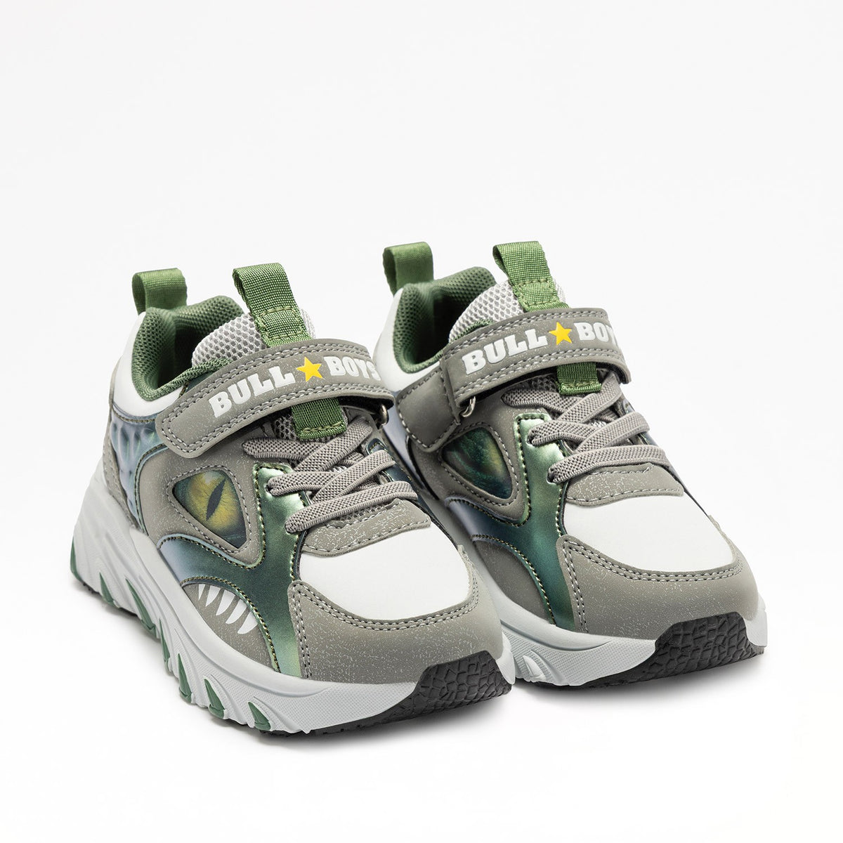 BULL BOYS OCCHIOSAURO SHOES  GREY / WHITE / GREEN v2