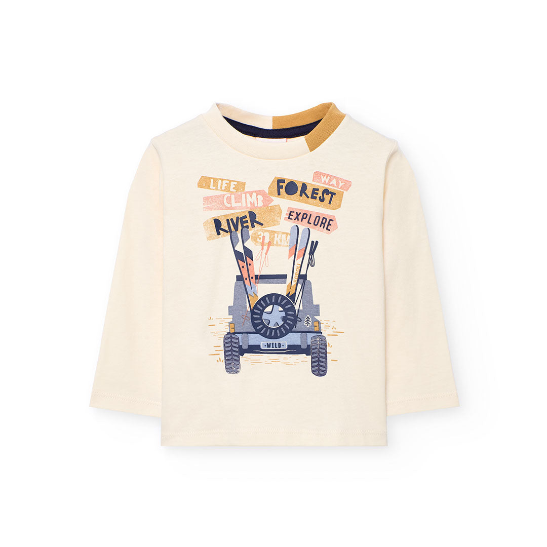 Boboli Boy Off White Long Sleeve Top