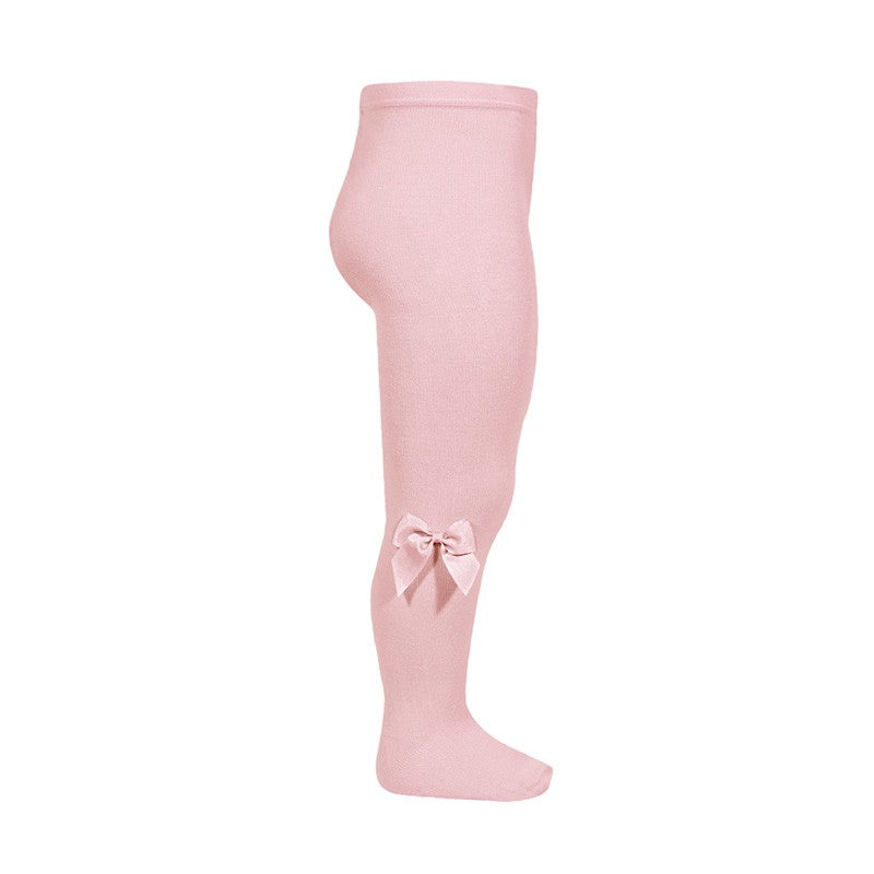 Condor Cotton tights with side grosgrain bow - 526                                  Pale Pink