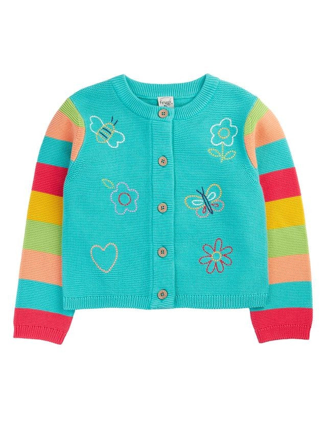 FRUGI CAMMIE CARDIGAN PACIFIC AQUA/BUTTERFLY