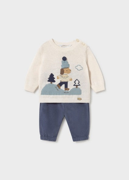 Mayoral Knit Jumper and Trouser Set in Indigo