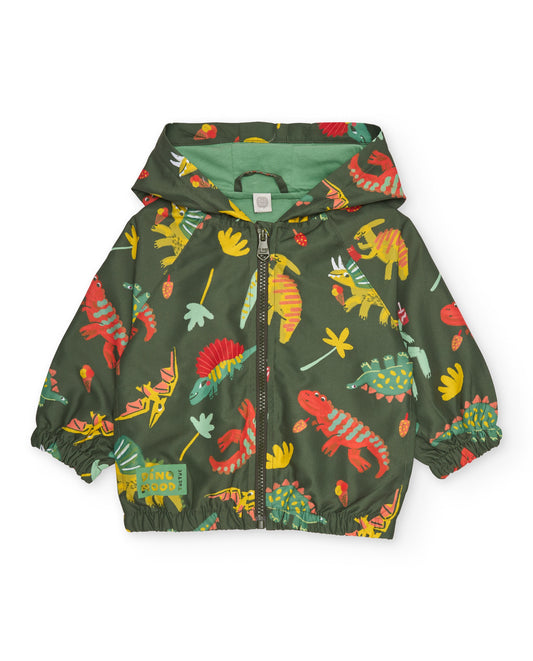 Tuc Tuc Boy Khaki windbreaker jacket with dinosaur print