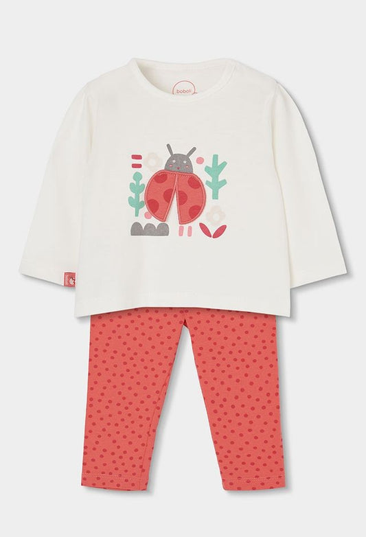 Boboli Lady bird white Set knit for baby girl