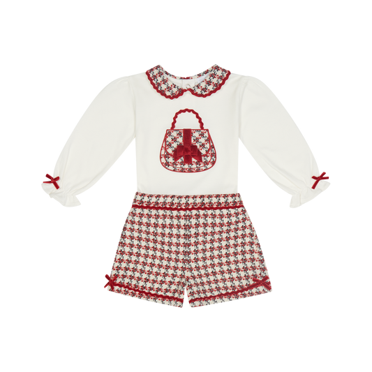 DEOLINDA RED TWEED 2 Pc SHORTS SET