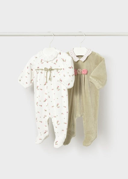 Mayoral velour collar romper set