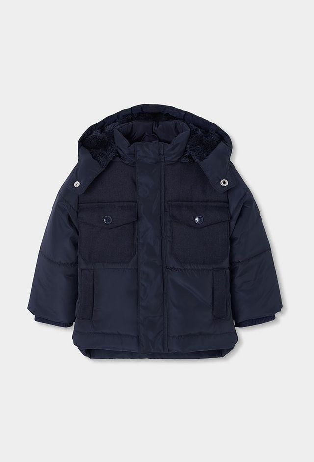 Boboli Boy Navy Technical Fabric Coat