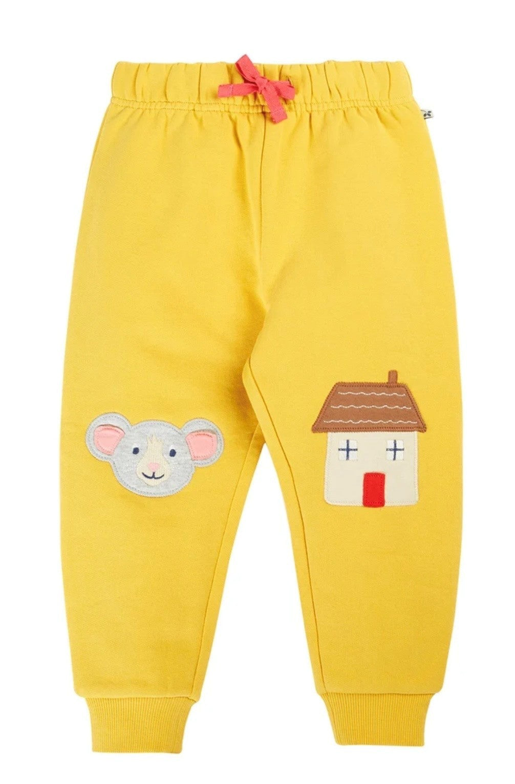 FRUGI CHARACTER JOGGERS IN YELLOW WITH MOUSE & HOUSE APPLIQUE
