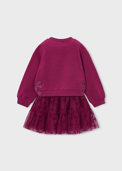 Mayoral Tulle Skirt Set in Raspberry