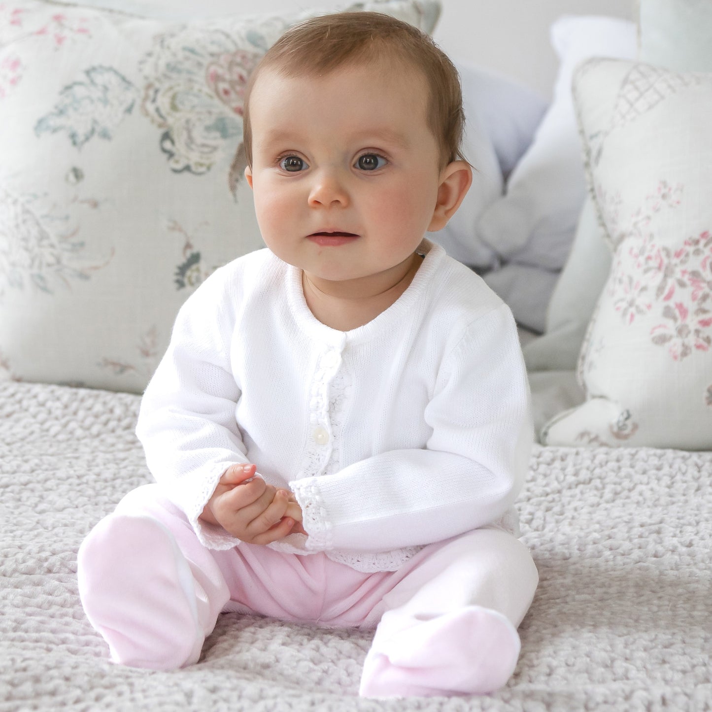 Emile et Rose Margot White Knitted Cardigan
