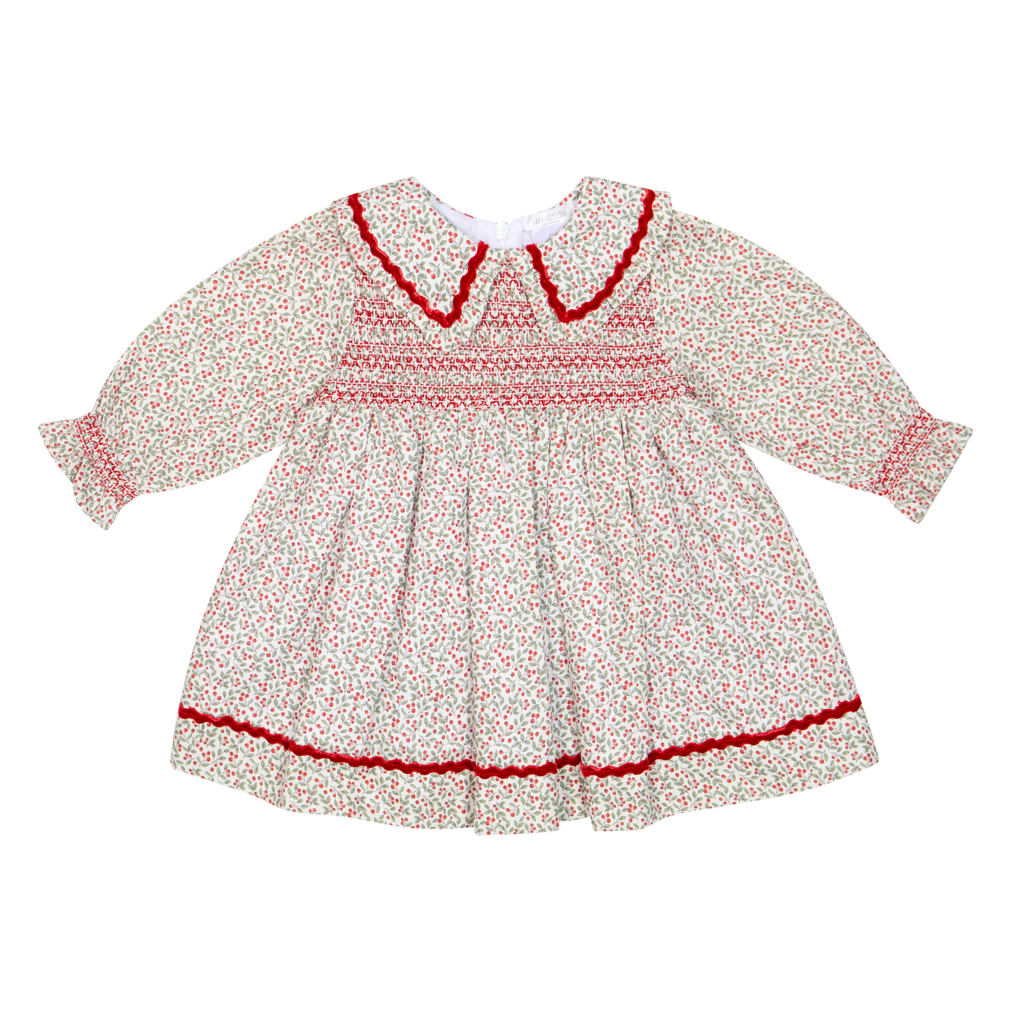 DEOLINDA CHRISTMAS HOLLY DRESS With SMOCKING