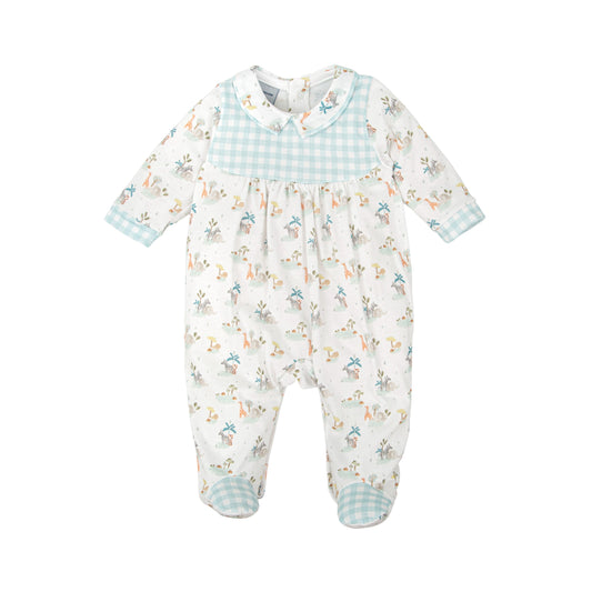 Babidu Babygrow with Collar and Safari Design in Blue 10222