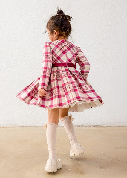 Mayoral Plaid Dress in Raspberry