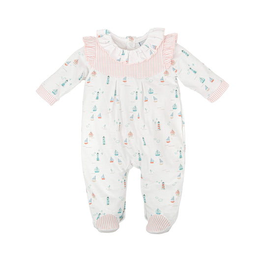 Babidu Babygrow Pink Seaside Print 14221