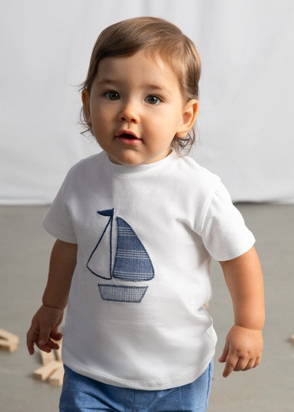 Mayoral Baby Boy Beach White sailboat T-shirt