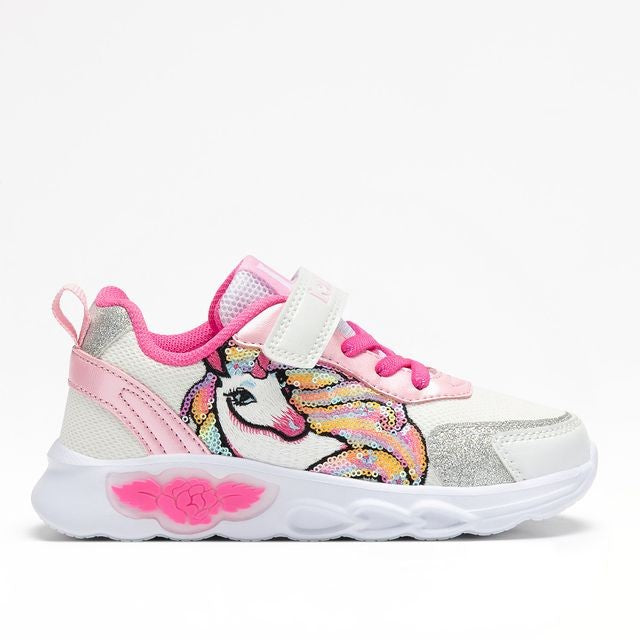 Lelli Kelly Maggie Runner White & Pink with Lights