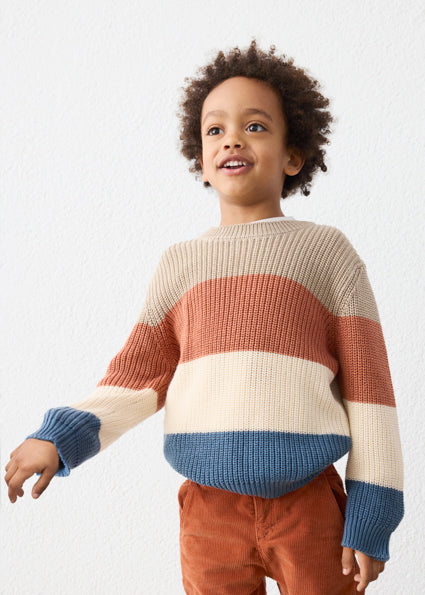 Mayoral Red Colour Block Knit Jumper