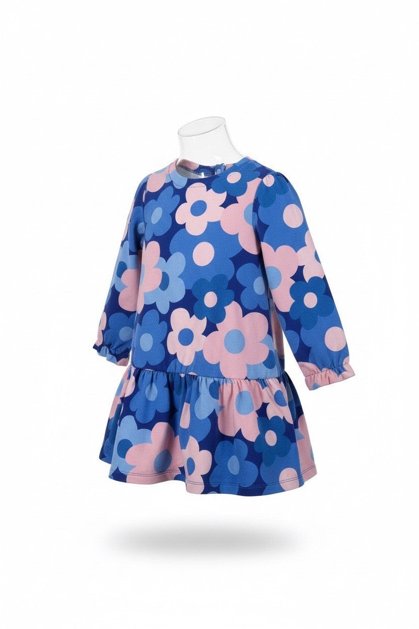 Agatha Ruiz FLOWERS DRESS BLUE & PALE PINK TIGHTS SET