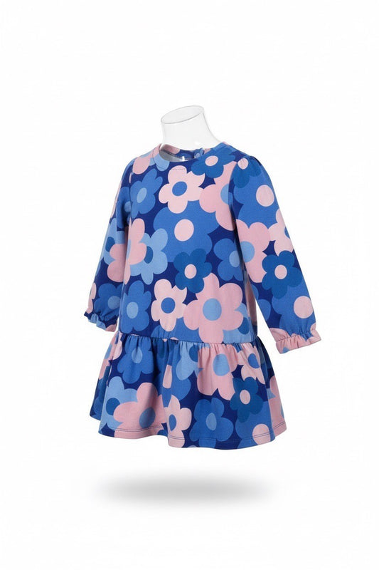 Agatha Ruiz FLOWERS DRESS BLUE & PALE PINK TIGHTS SET