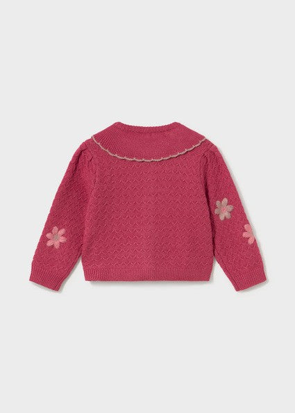 Mayoral Floral Embroidered Pink Cardigan
