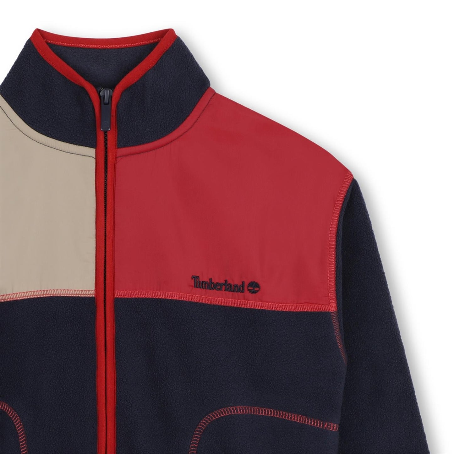 TIMBERLAND FLEECE in RED, NAVY & CREAM COLOURBLOCK