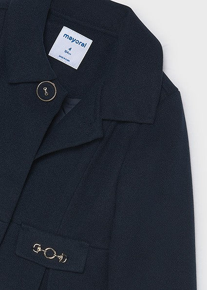 Mayoral Dress Wool Coat in Navy