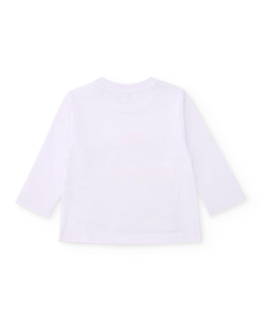 Tuc Tuc Boy Long sleeved white t-shirt with printed design on front