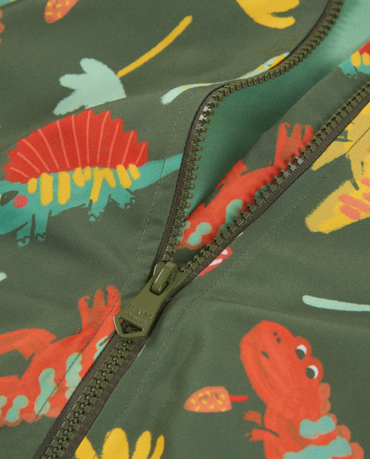 Tuc Tuc Boy Khaki windbreaker jacket with dinosaur print