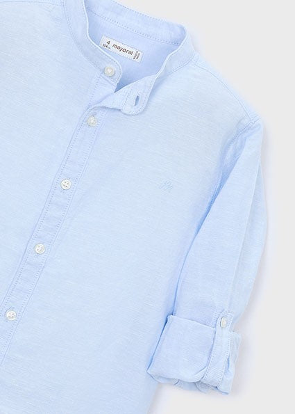 Mayoral Boy Sky Blue Mao Collar Shirt
