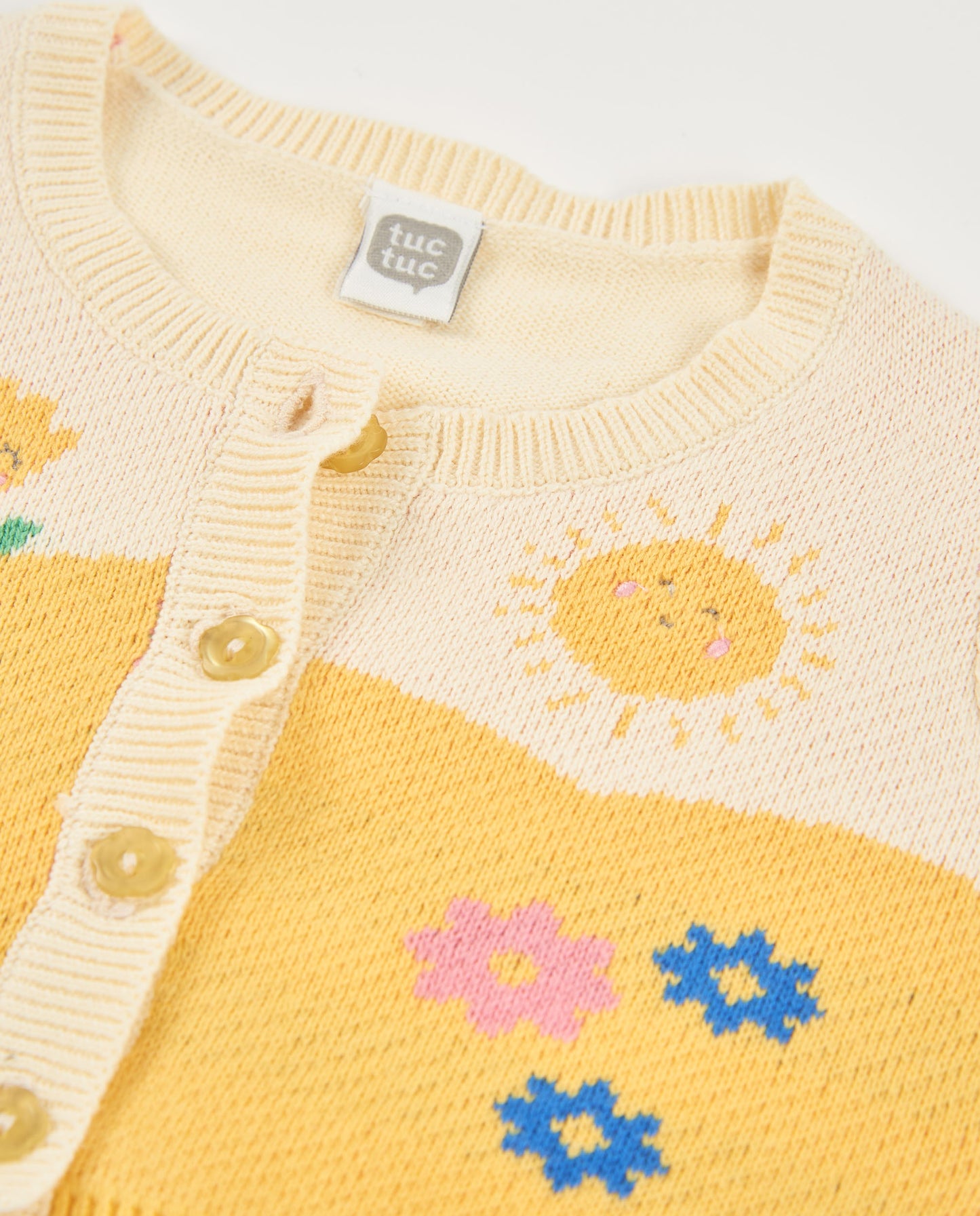 Tuc Tuc BABY GIRL Pale yellow knitted cardigan with flower design
