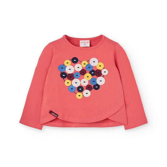 Boboli Girl Long Sleeve Coral Top