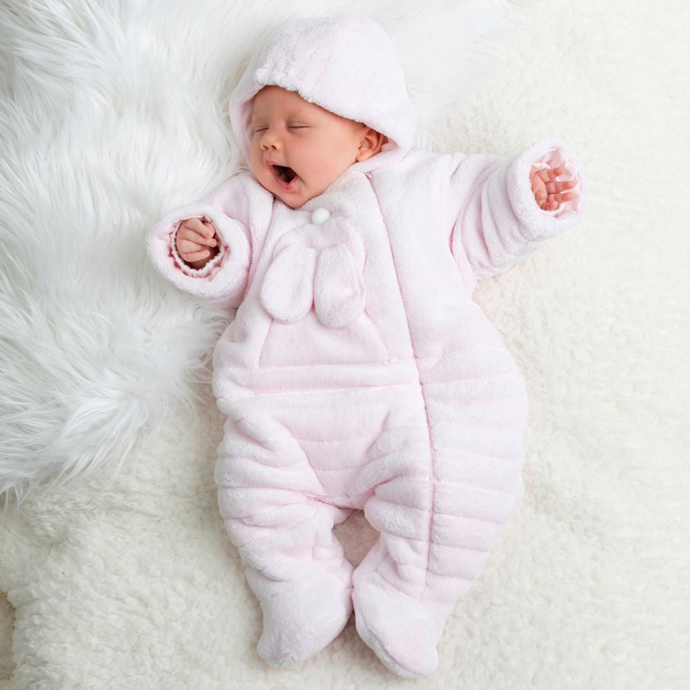 Emile et Rose Alison Pale Pink Fleece Pramsuit