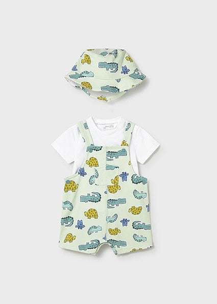 Mayoral Baby Boy knit dungarees and matching bucket hat set