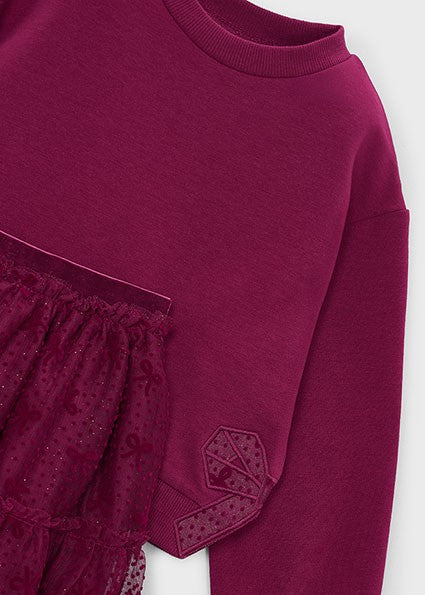 Mayoral Tulle Skirt Set in Raspberry