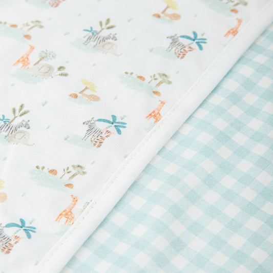 Babidu Blanket with All Over Safari Print in Blue SS26