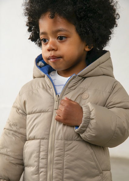 Mayoral Reversible Coat Taupe / Blue Racing Cars