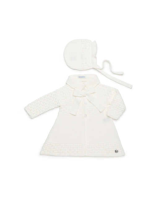 JULIANA - Knitted Coat with Bonnet  Cream