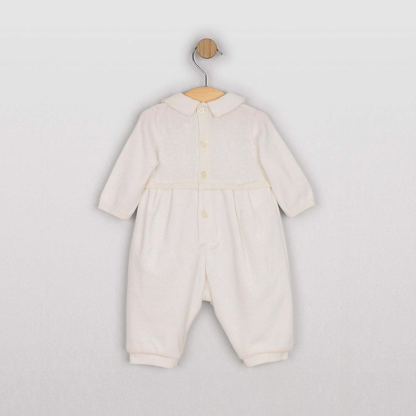 Emile et Rose Langston Cable knit upper & velour lower AIO, with Hat Ivory